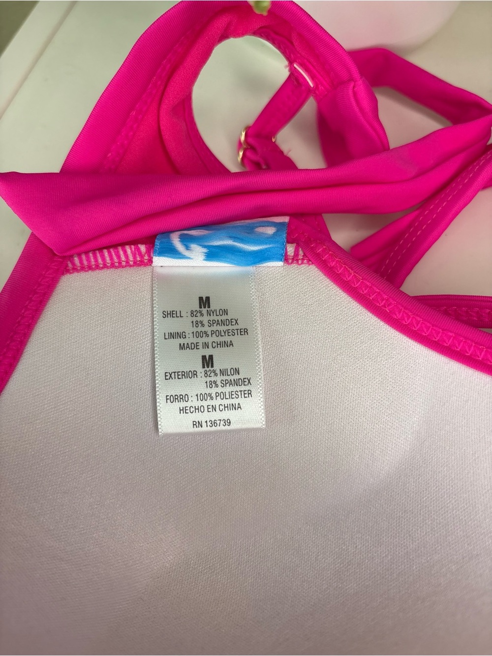 California Waves Neon Pink Bikini Top with Ruffle Trim - Picture 5 of 8